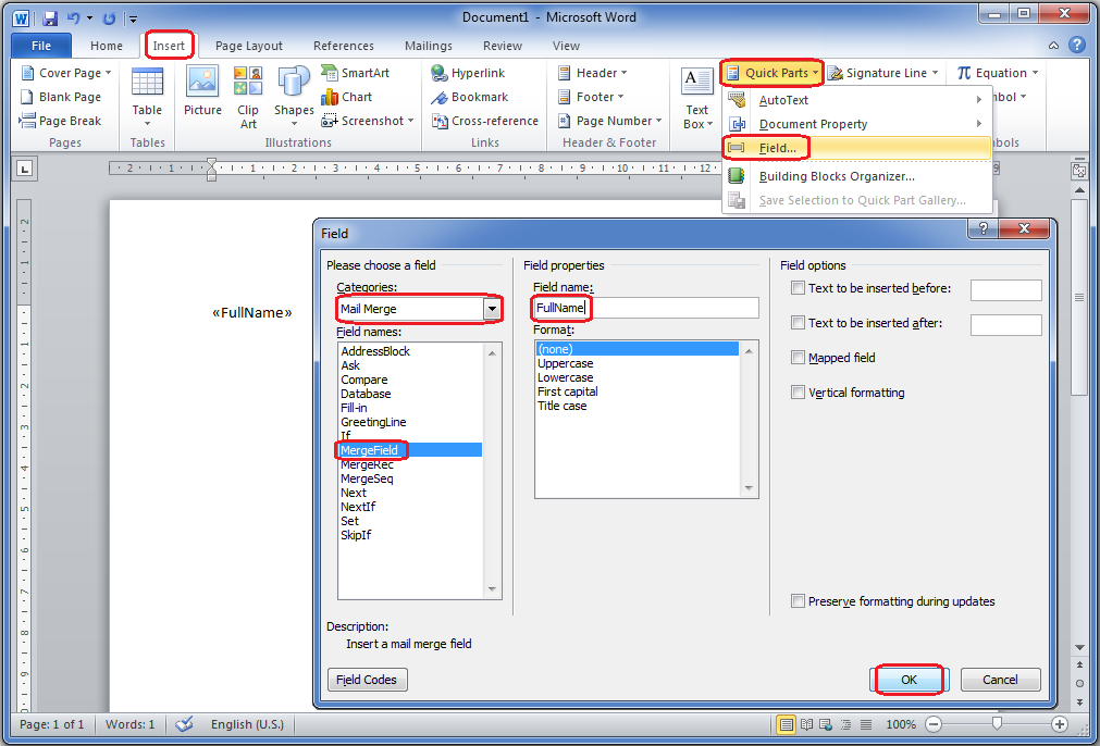 to create interactive form fields in word