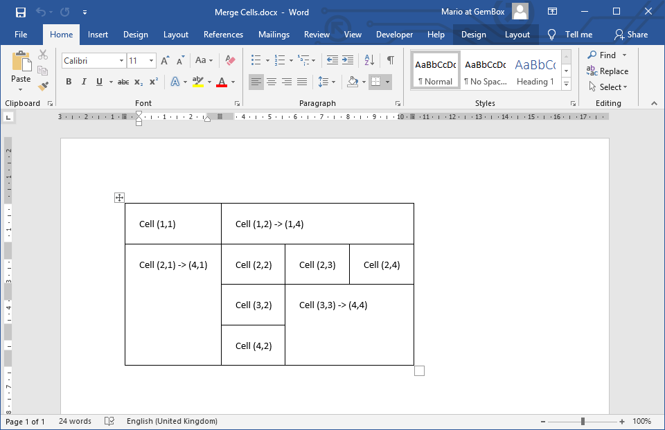 word document table cell formatting