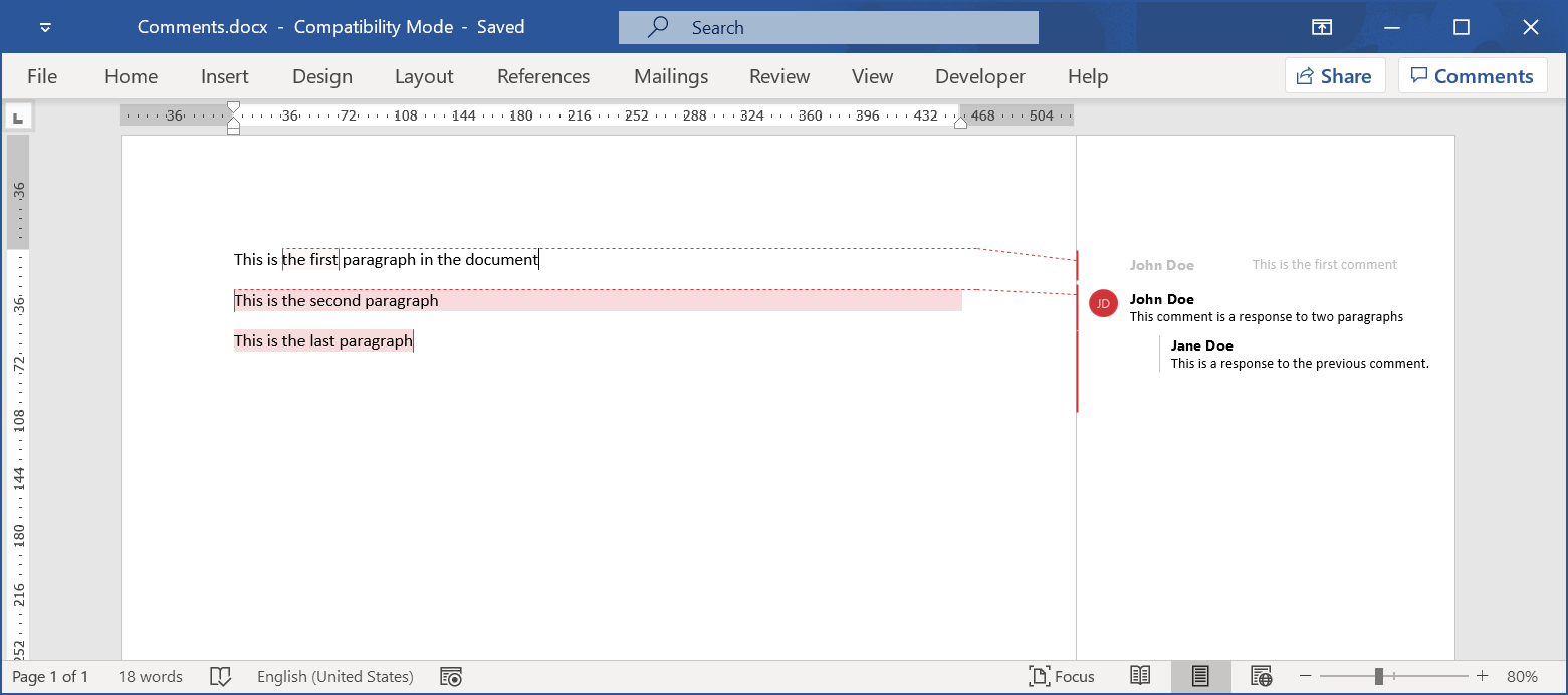 Add Comments to Word documents in C# and VB.NET