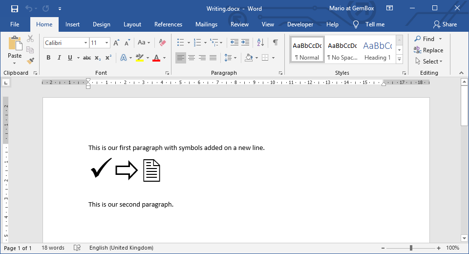 Create and write Word files of DOCX format from C# / VB.NET applications