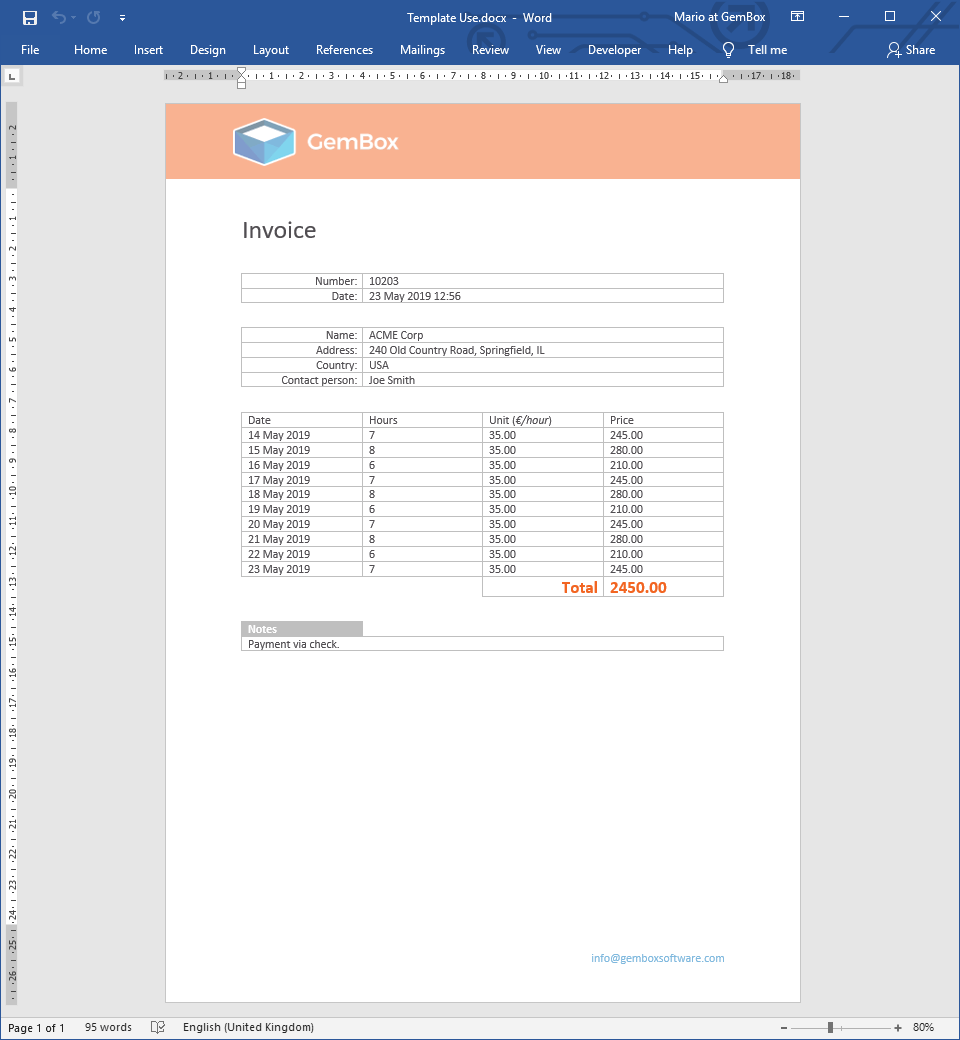 Saved Word file created by modifying or editing template document in C# and VB.NET