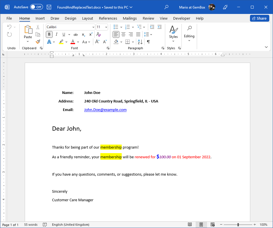 inserting placeholder text in word for a table