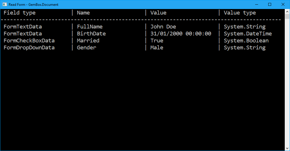 Reading Word document's text, check-box and drop-down form fields in C# and VB.NET