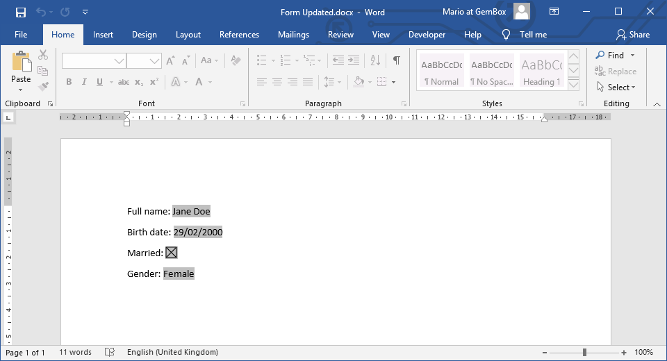 Update Word Form Controls in C# and VB.NET