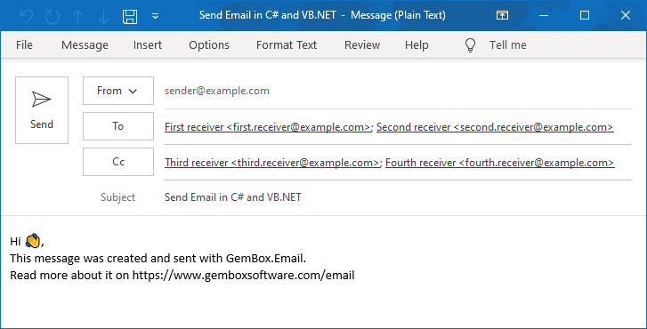Email message sent with GemBox.Email via Exchange Server