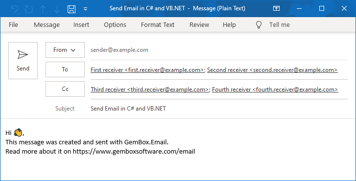 Email message sent with GemBox.Email via Microsoft 365 Server