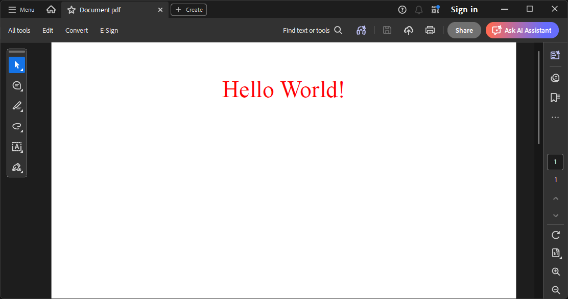 Screenshot of a PDF document generated from a HTML string Screenshot of a PDF document generated from a HTML string