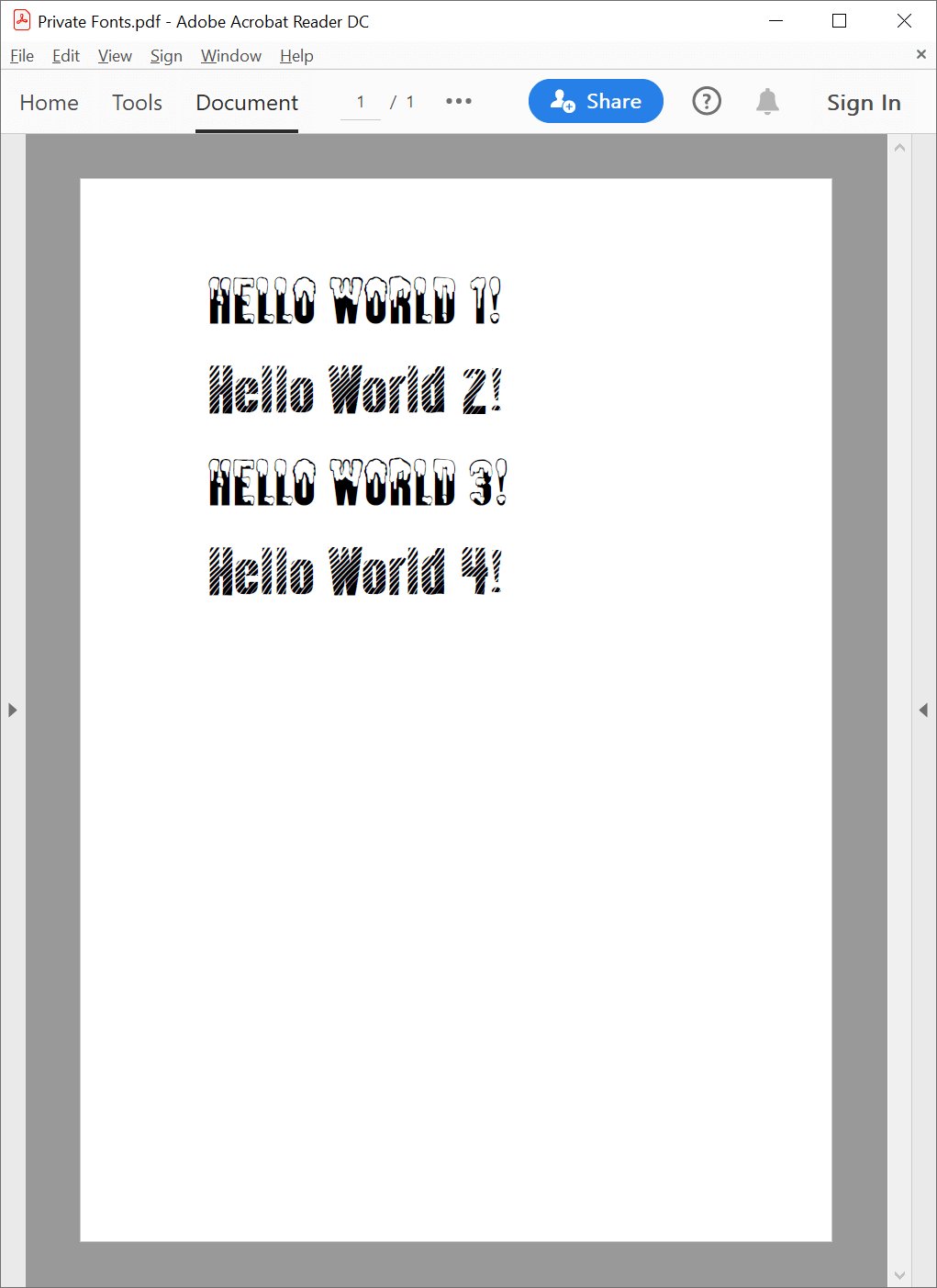 PDF file with text from custom fonts