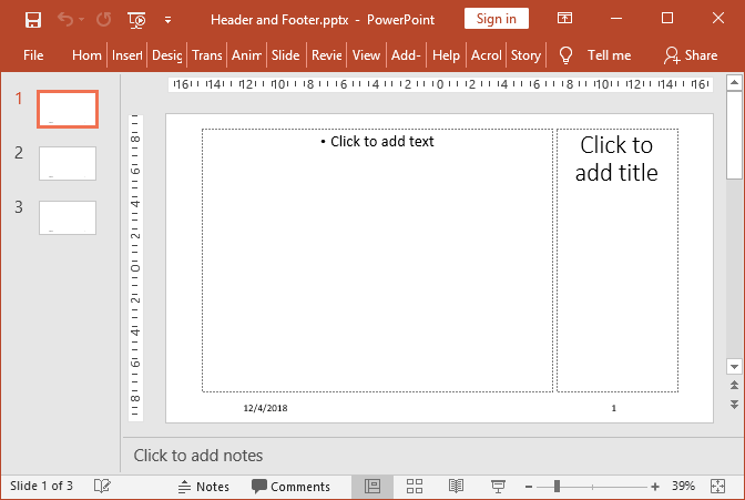 powerpoint slide master footer not showing