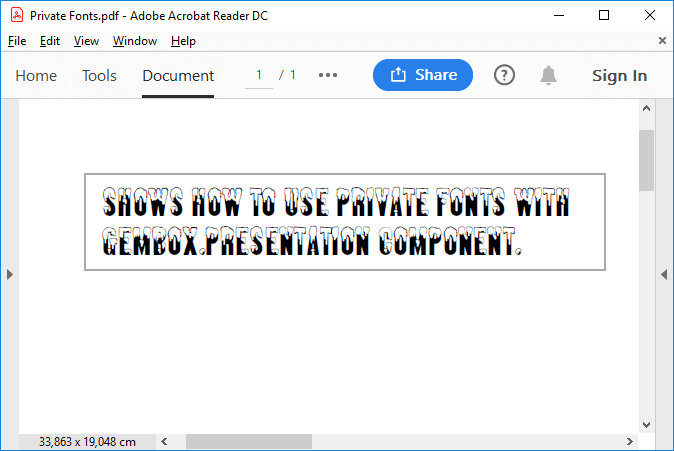 Presentation that uses custom font