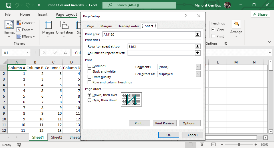 Set Print Titles and Area in Excel Files in C and VB.NET