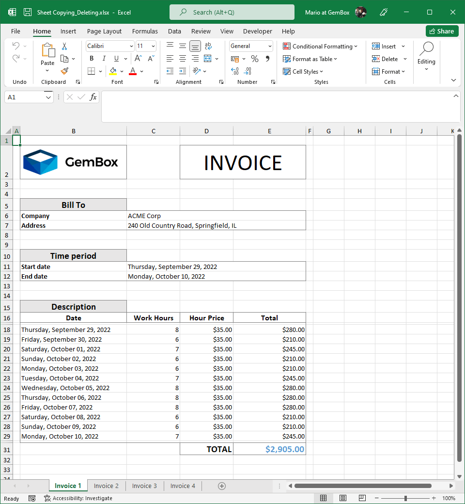 excel sheet