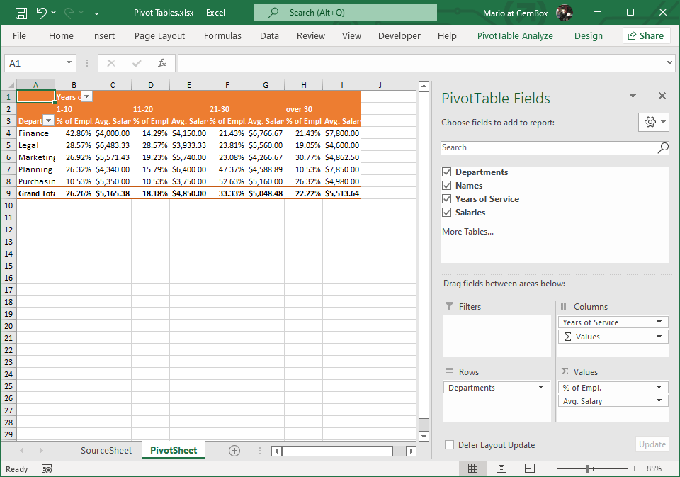 create a pivot table in excel