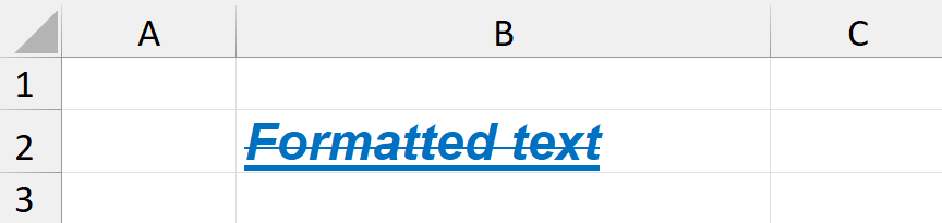 Formatted font in an Excell sheet, done programmatically Excel cell font formatting (Arial, bold, italic, underlined, blue) created with GemBox.Spreadsheet