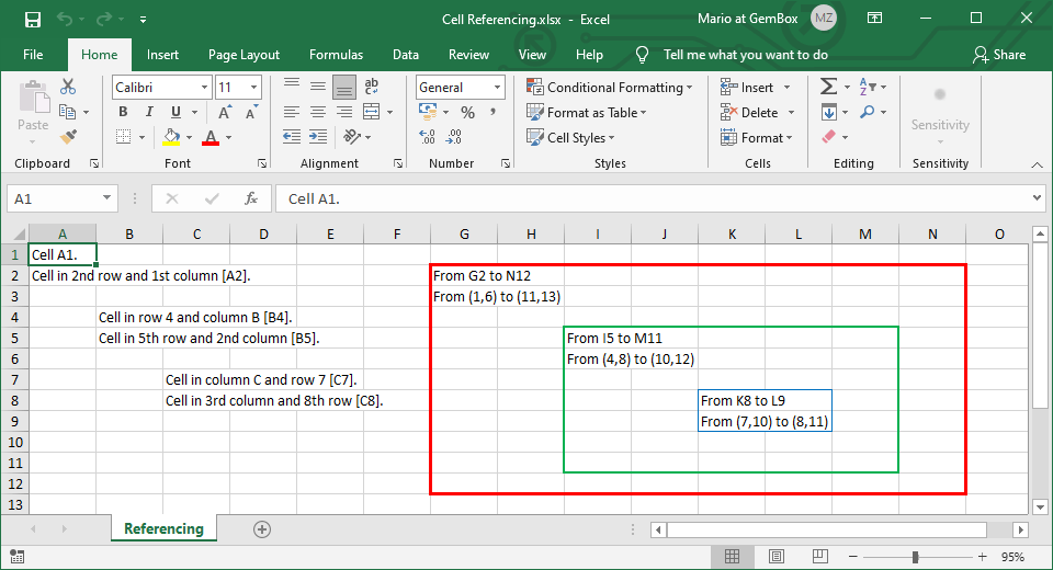 Reference Excel cell and range from C# /  applications