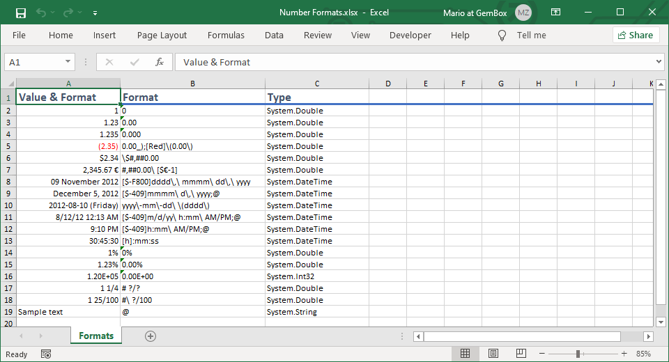 Excel Cell Number Format In C And Vbnet 0205