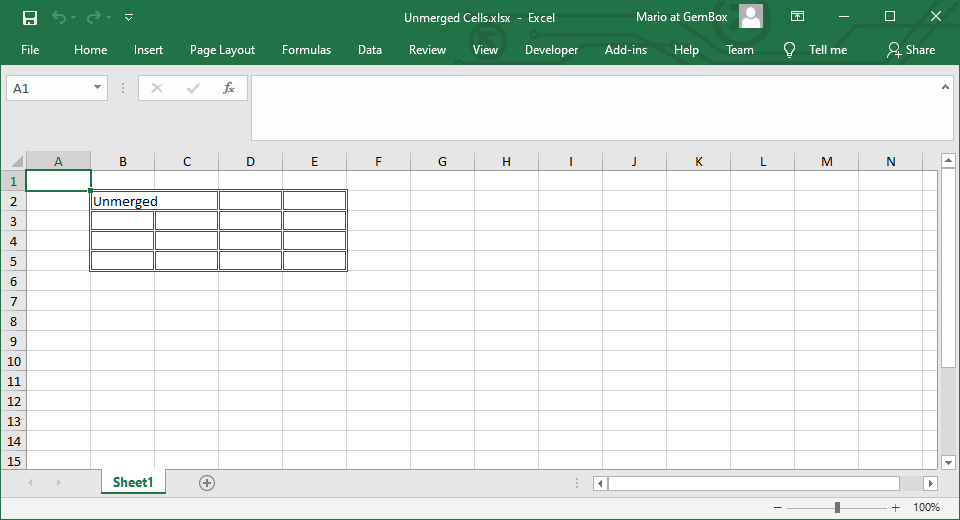 returning a space in a merged cell in excel for mac