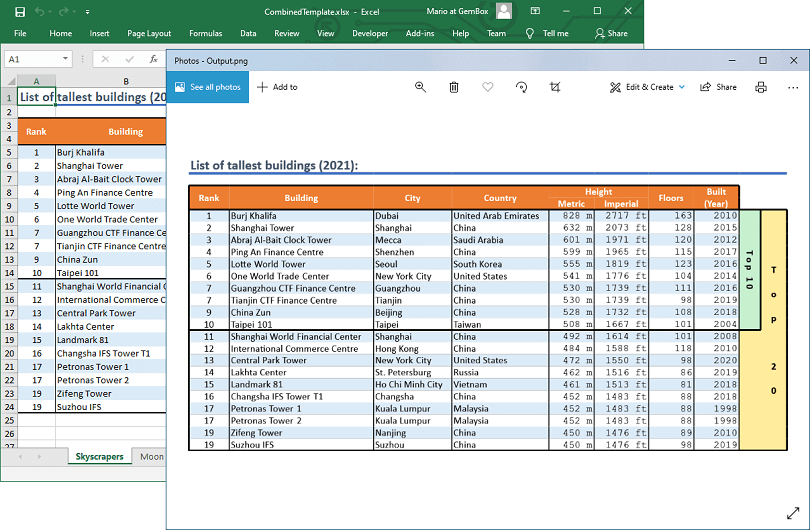 Converted Excel workbook to PNG image in C# and VB.NET