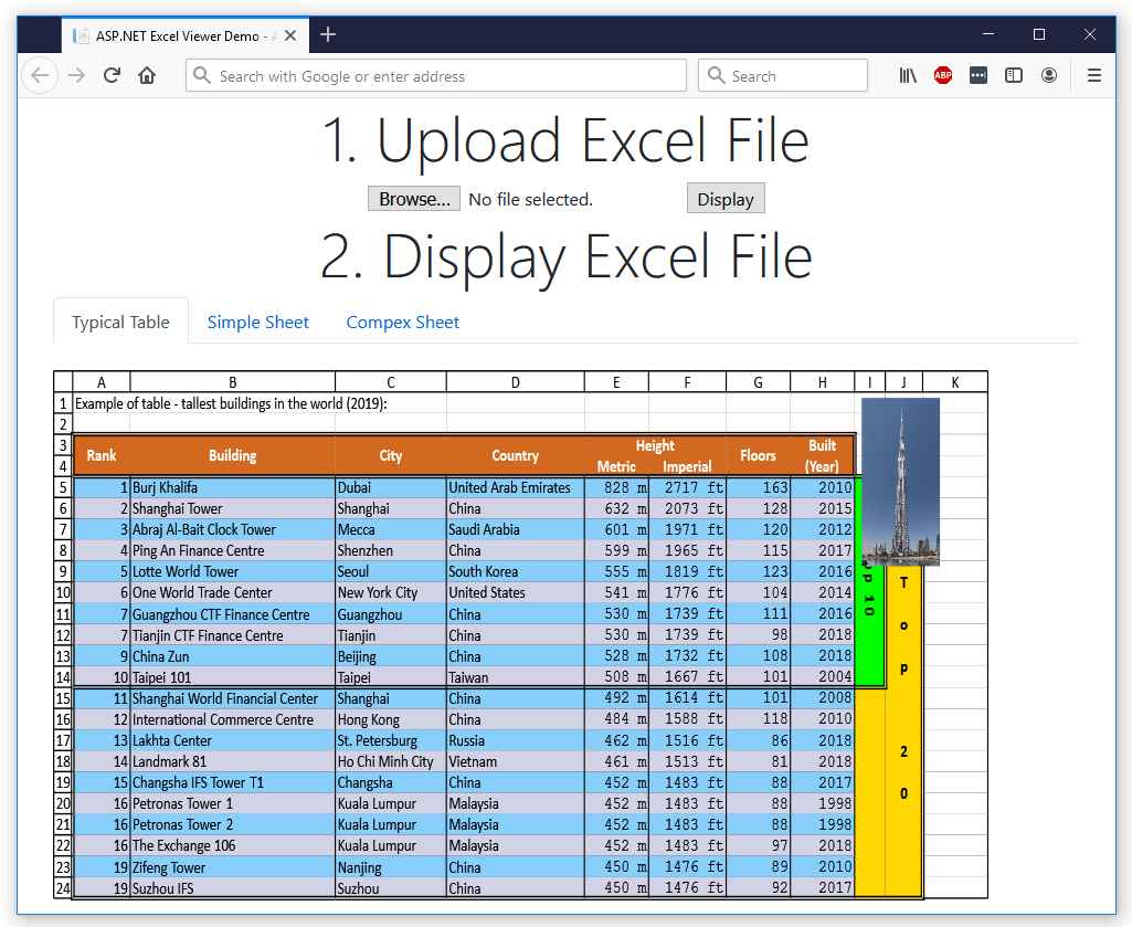 Aspnet Excel Viewer Gemboxspreadsheet Example 5392