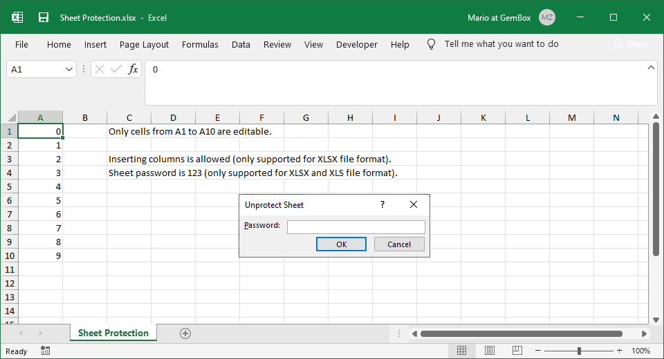 Excel Worksheet Protection In C And Vbnet 3440