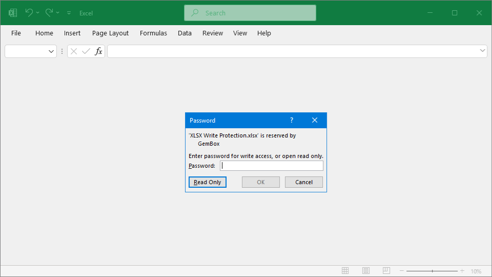 Write protected Excel file of XLSX format created in C# and VB.NET and opened in read-only mode.